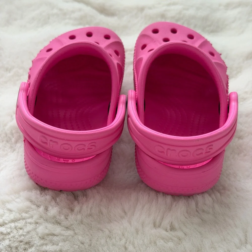 Bright Pink Iconic CROCS Toddler Clogs- Comfortable Shoes with Crocodile Detail